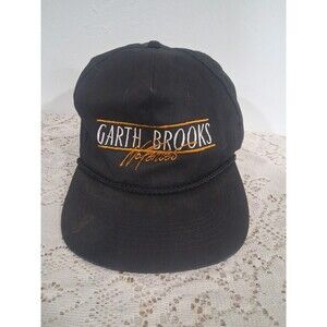 Vtg 90s Garth Brooks No Fences Snapback Rope Hat Cap Adult Black Trucker Country